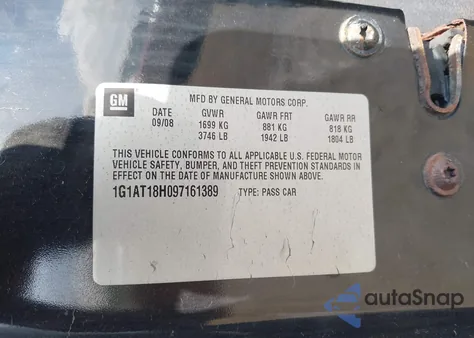 2009 Chevrolet Cobalt Lt from USA, damaged, VIN 1G1AT18H097161389